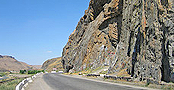 Crossing over Qamchiq Mountain pass to Fergana Valley, Uzbekistan.
